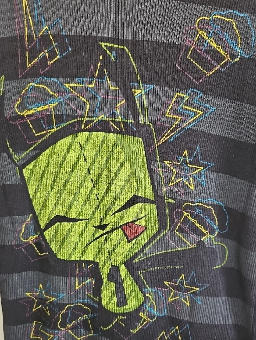 Mighty Fine Invader Zim Gir Black And Gray Stripped Tank Top - Picture 4 of 4